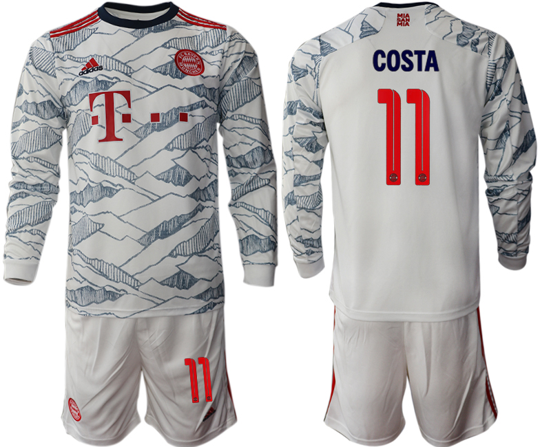 Men 2021-2022 Club Bayern Munich Second away white Long Sleeve #11 Soccer Jersey->bayern munich jersey->Soccer Club Jersey